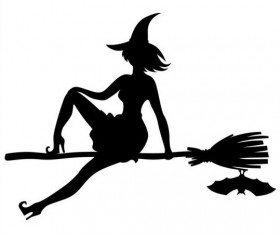 Witch fly silhouette vector set 02