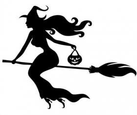 Witch fly silhouette vector set 03