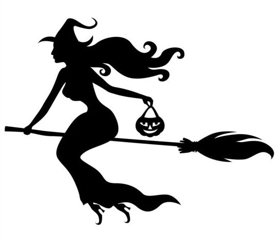 Witch fly silhouette vector set 03