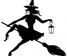 Witch fly silhouette vector set 04