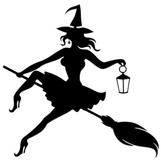Witch fly silhouette vector set 04