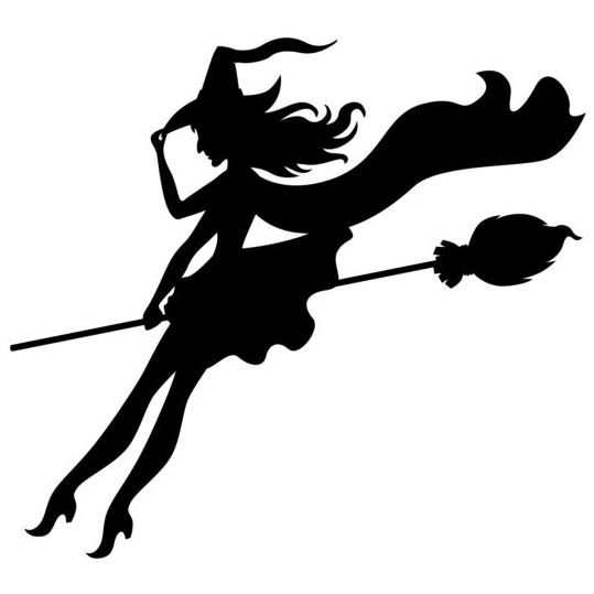 Witch fly silhouette vector set 05