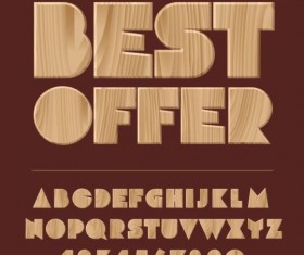 Wooden textures alphabet vector