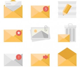 Yellow envelopes icons set