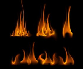 Yellow fire flame vector set 01