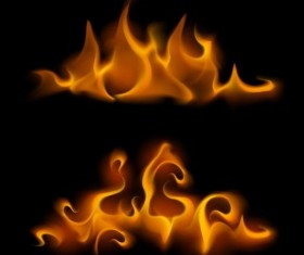 Yellow fire flame vector set 02