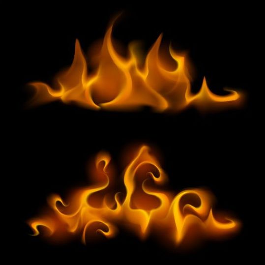 Yellow fire flame vector set 02