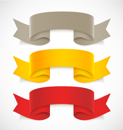 Yellow with red and gray colored ribbon vector