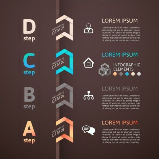 brown infographic with origami vectors material 01