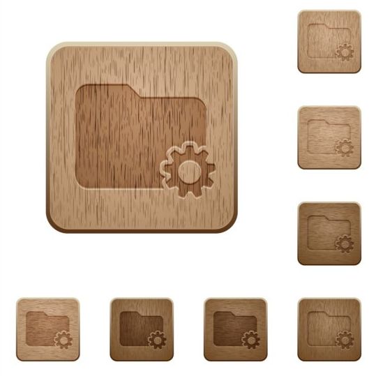 folder settings wooden icons set