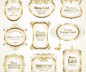 luxurious golden labels retro vector set 01