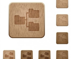 shared folders wooden icons set