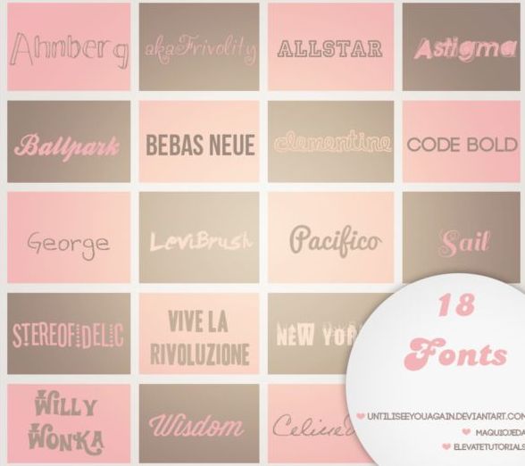 18 Kind Commonly used fonts set