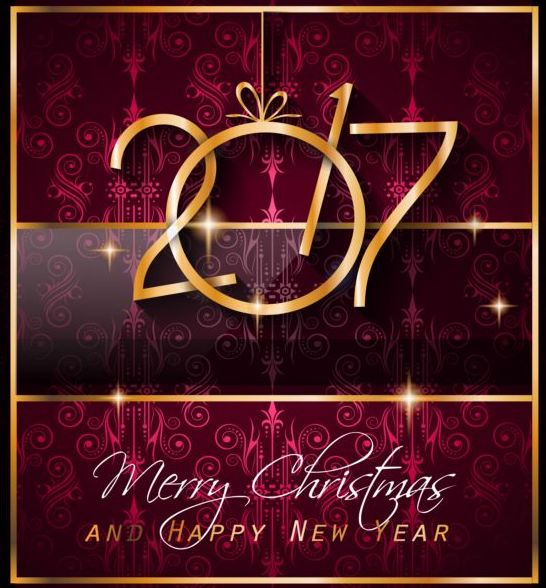 2017 New Year and Xmas ornate background vector