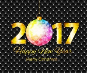 2017 New Year black background with diamond vector
