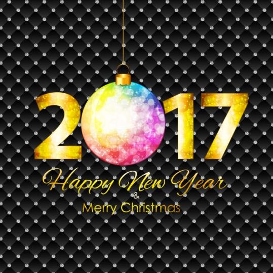 2017 New Year black background with diamond vector