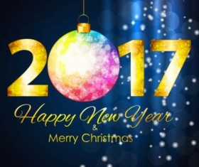 2017 New Year blue background with christmas vector