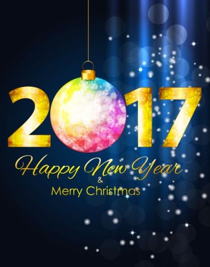 2017 New Year blue background with christmas vector