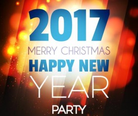 2017 New Year with christmas party flyer vectors set 01