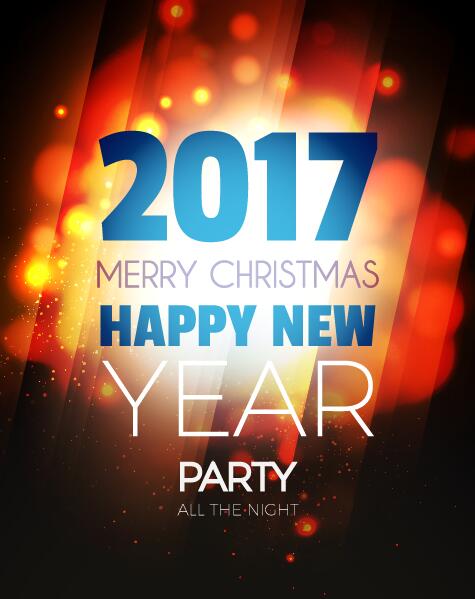 2017 New Year with christmas party flyer vectors set 01