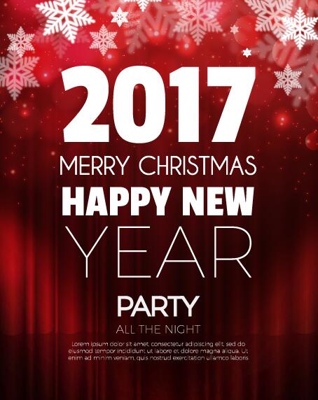 2017 New Year with christmas party flyer vectors set 03