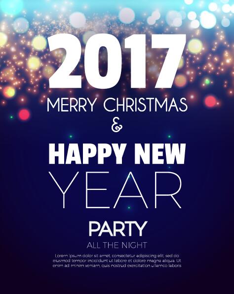2017 New Year with christmas party flyer vectors set 04