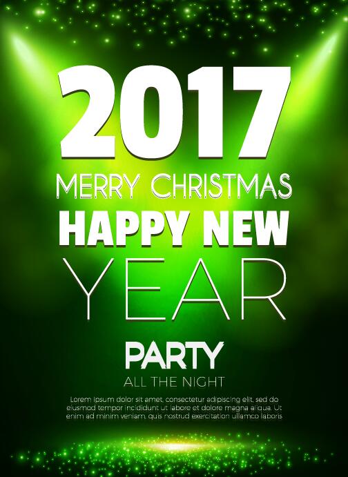 2017 New Year with christmas party flyer vectors set 05