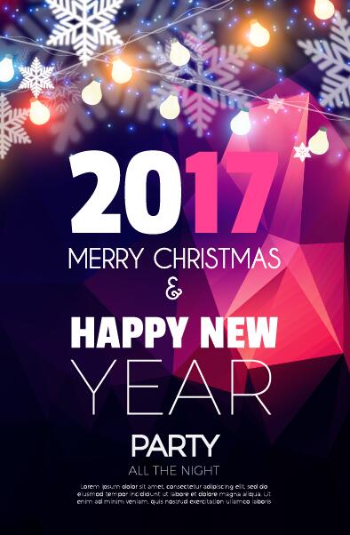 2017 New Year with christmas party flyer vectors set 06