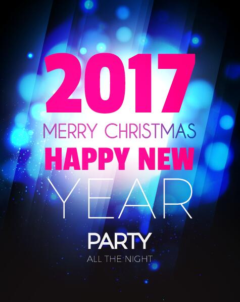 2017 New Year with christmas party flyer vectors set 09