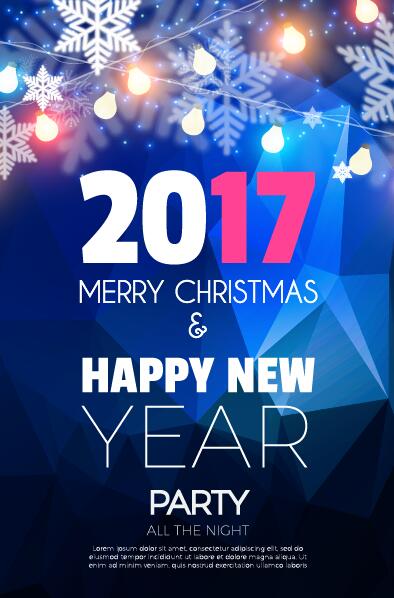 2017 New Year with christmas party flyer vectors set 10