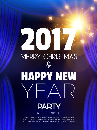 2017 New Year with christmas party flyer vectors set 12