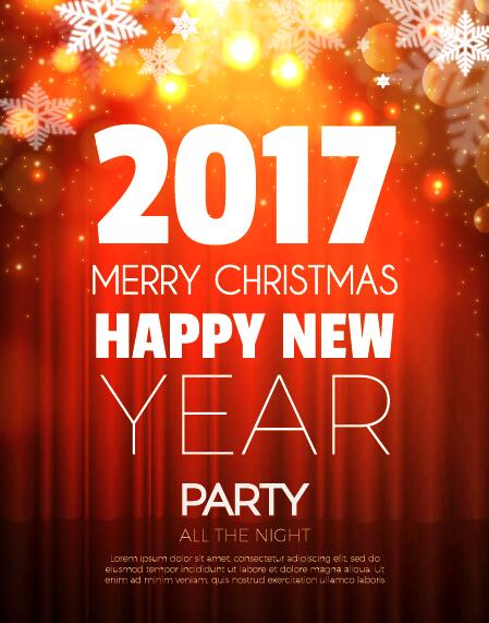 2017 New Year with christmas party flyer vectors set 13