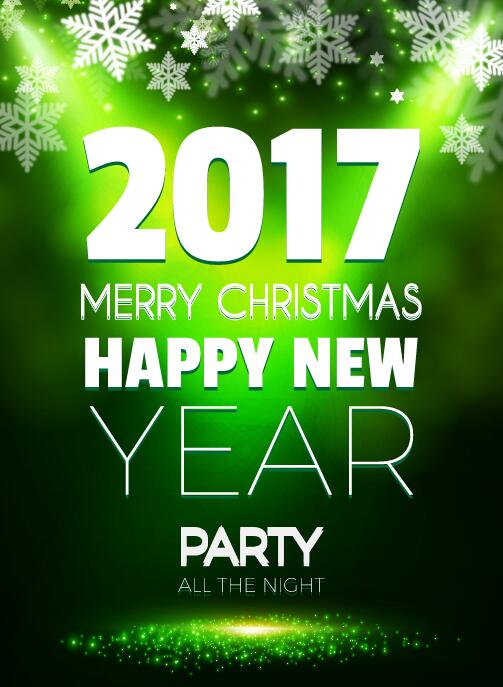 2017 New Year with christmas party flyer vectors set 14