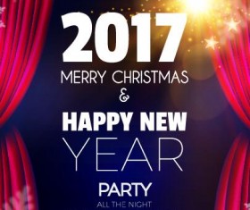 2017 New Year with christmas party flyer vectors set 15