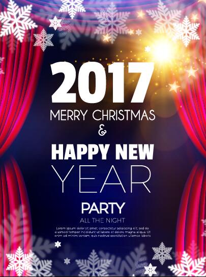2017 New Year with christmas party flyer vectors set 15