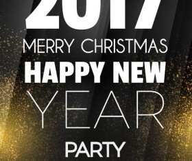 2017 New Year with christmas party flyer vectors set 16