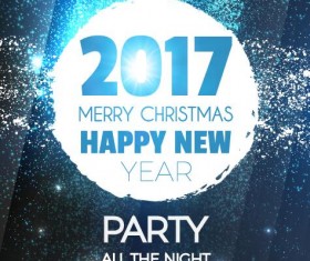 2017 New Year with christmas party flyer vectors set 17