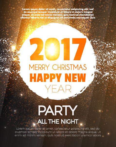 2017 New Year with christmas party flyer vectors set 18