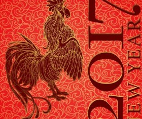 2017 New Year with cock year background vector 01