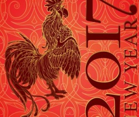 2017 New Year with cock year background vector 05