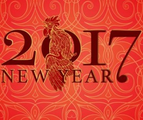 2017 New Year with cock year background vector 06