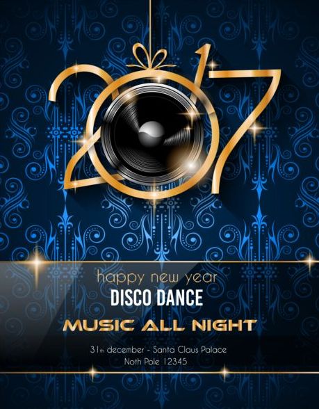 2017 Vintage Disco Bluette party flyer vector