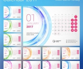 2017 calendar with round button vector 04