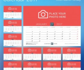 2017 disk calendar red styles vector 01