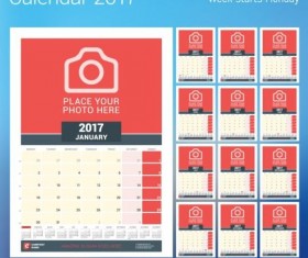 2017 disk calendar red styles vector 02
