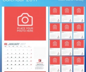 2017 disk calendar red styles vector 03