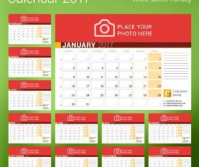 2017 disk calendar red styles vector 04