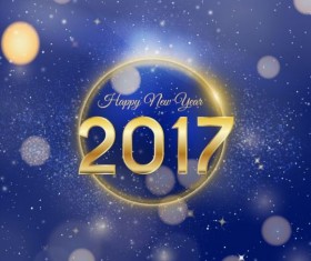 2017 happy new year with blue halation background vector