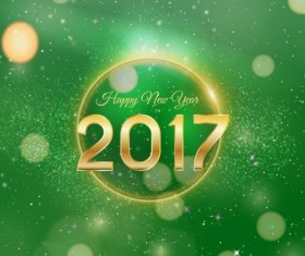 2017 happy new year with green halation background vector 02