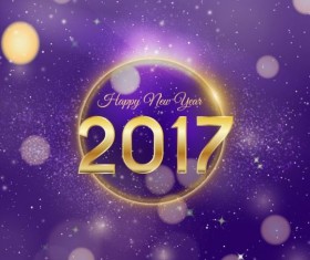 2017 happy new year with purple halation background vector